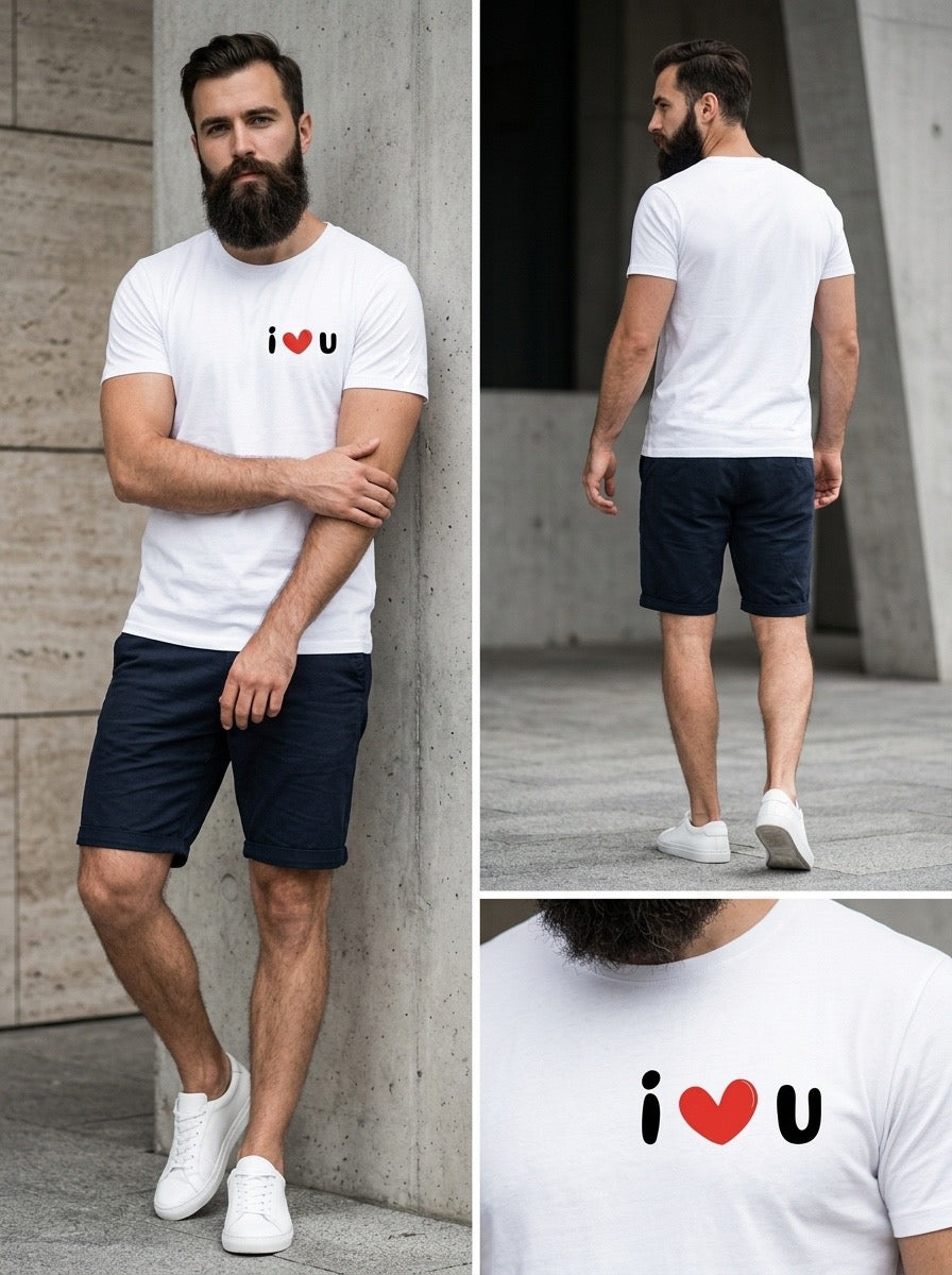 Just Kiss Me Tee — black t-shirt with red 'Just Kiss Me. We Can Talk Later.' text on chest, front and back view