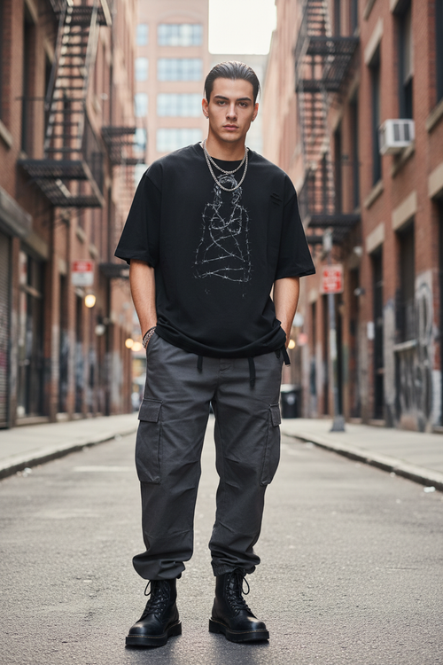 Barbed Wire Distressed Tee on model