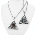 All-Seeing Eye Triangle Necklace on mannequin