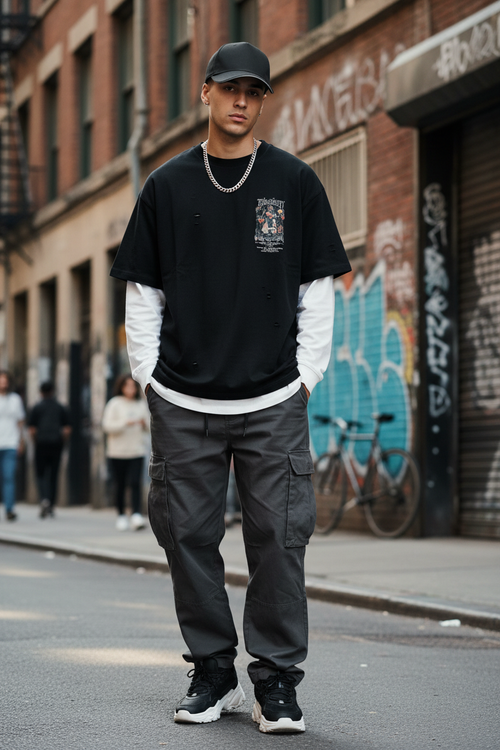 Classic Black Cap on model